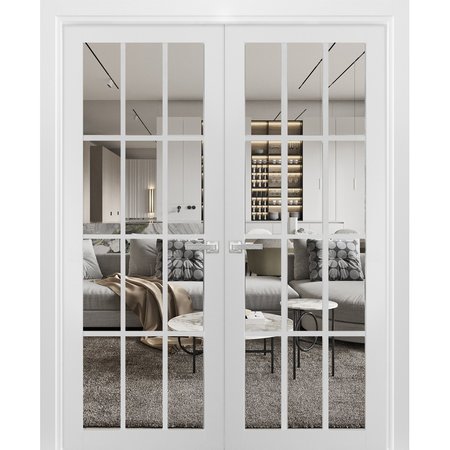 Sartodoors Double French Interior Door, 64" x 80", White FELICIA3355DD-BEM-64